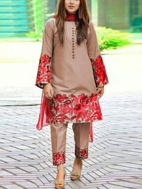 Lawn Heavy Full Embroidered Dress EMB Trouser (2-Pcs) Un-Stitched (Code: 4797)