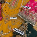 Indian Chiffon Heavy Embroidered Party Wear Dress With Embroidered Chiffon Dupatta (Unstitched) (Code:4939) - Image 4