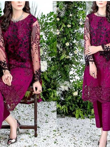 2 PCs Embroidered Fancy Net Party Wear Dress 2024 (UnStitched) (Code:5611)