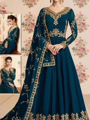 (Wholesale Store) Indian Chiffon Bridal Embroidery Maxi With Net Embr. Dupatta (Unstitched) (Code: 5729)