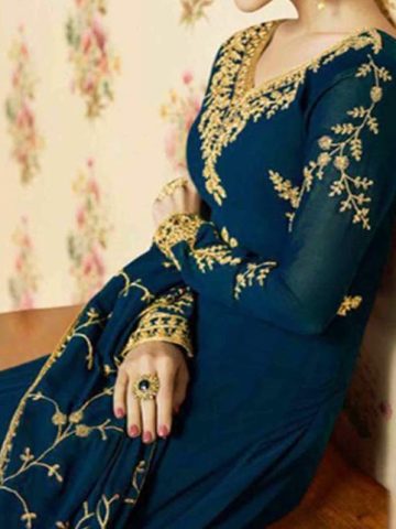 (Wholesale Store) Indian Chiffon Bridal Embroidery Maxi With Net Embr. Dupatta (Unstitched) (Code: 5729)
