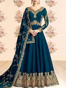 Indian Chiffon Embroidered Maxi With Net Embroidered Dupatta (Unstitched) (Code:5729)