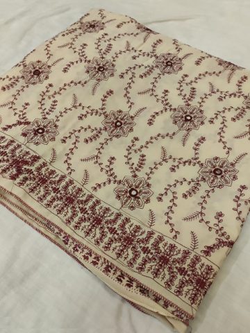 Swiss Lawn Bridal Full Heavy Embroidered Shawls (Code: 6559)