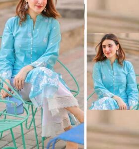 Linen Full Heavy Embroidered Dress with Embroidered Trouser 2-Piece (Unstitched) (Code: 6431)