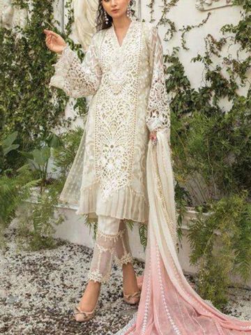 Cutwork Heavy Embroidered Organza Dress with Net Dupatta Unstitched (Code:6088)