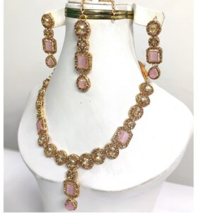 Imitation Pink Stone Jewelry Set for Wedding (Code: 7931)