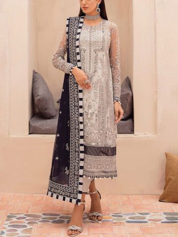 Handwork Embroidered Organza Wedding Dress with Embroidered Organza Dupatta (Unstitched) (Code:8212)