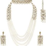 Indian Pearl Bridal Necklace Earrings Jewelry Set (Code:7972) - Image 2