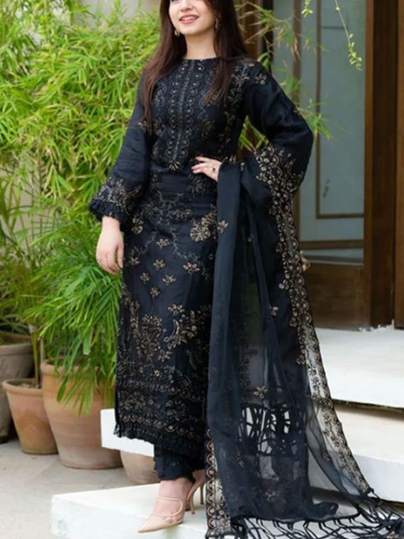 LUXURY Lawn Heavy Embroidered Dress With Bamber Embroidered Dupatta (UnStitched) (Code: 10052)