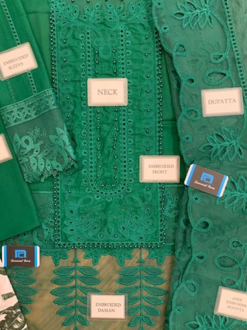 Luxurious Scifflie Heavy Embroidered Lawn Dress With Heavy Embroidered Dupatta (Unstitched) (Code: 10562)