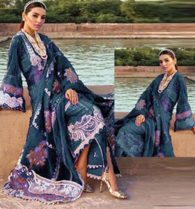 Luxurious Schiffli Heavy Embroidered Lawn Dress Dupatta Chiffon Full Heavy Embroidered (UnStitched) (Code: 10749)