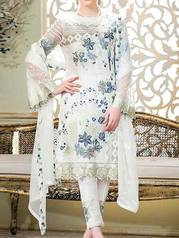 Luxury LAWN Latest Embroidered Lawn Dress With Bamber Chiffon Dupatta (Unstitched) (Code:10369)