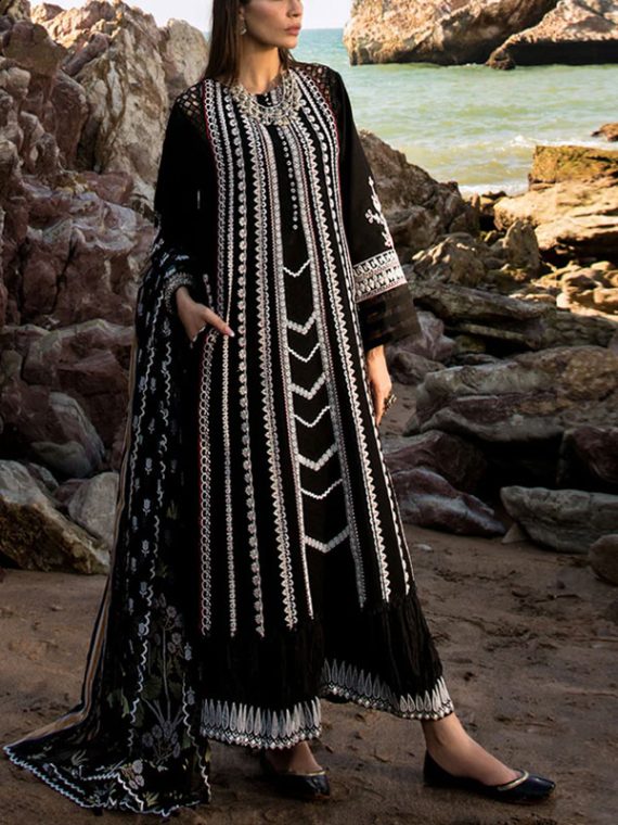 Luxury Embroidered Lawn Dress With Organza Embroidered Dupatta (Unstitched) (Code:10983)