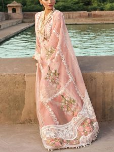 Luxurious Schiffli Heavy Embroidered Lawn Dress With Chiffon Heavy Embroidered Dupatta (Unstitched) (Code:11076)