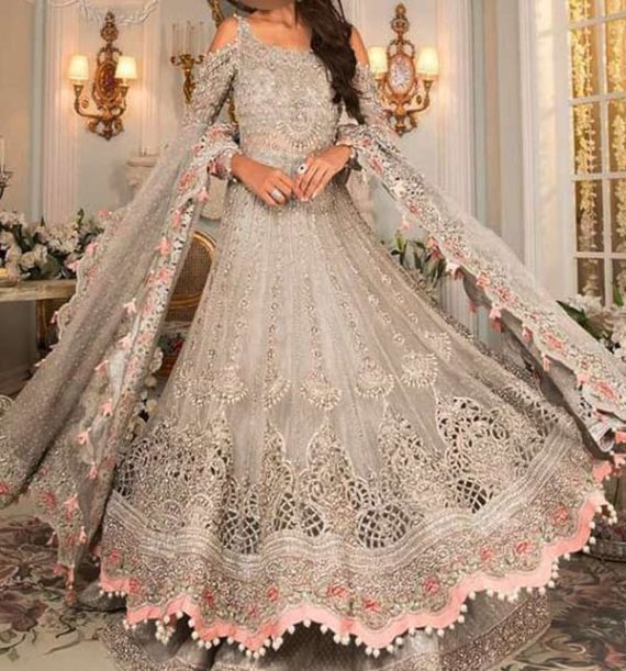 Luxury Heavy Embroidered Net Wedding Maxi Dress 2023 (Code: 11281)