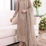 ASIM JOFA Design Chiffon Heavy Embroidered Dress With NET Heavy Embroidered Dupatta (Unstitched) (Code:11636) - Image 2