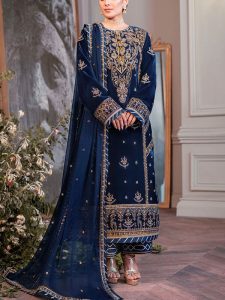 Luxury Velvet Full Heavy Embroidered Wedding Dress Spengle Work Dress With NET Heavy Embroidered Dupatta (UnStitched) (Code:11877)