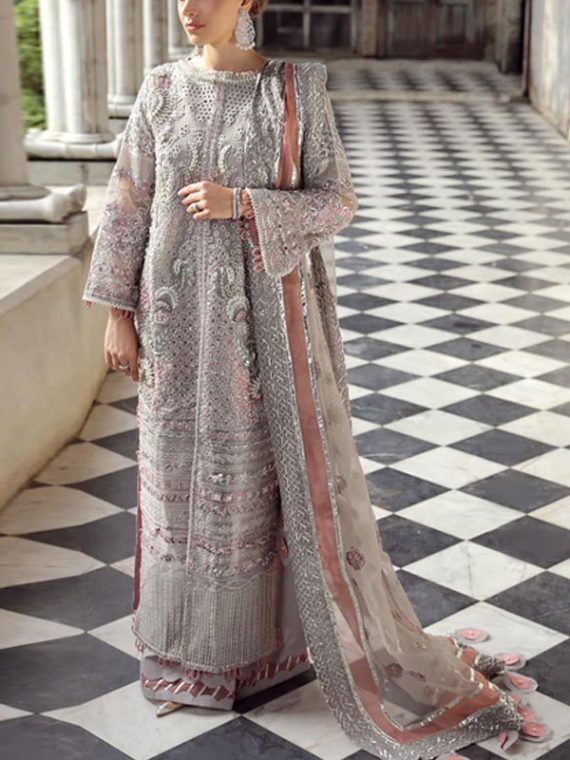 Organza Heavy Embroidered Dress With Embroidered Organza Dupatta (Unstitched) (Code:13012)