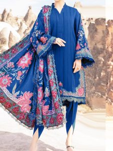 3 PCs Embroidered Lawn Dress With Digital Printed Diamond Dupatta (Unstitched) (Code:14246)