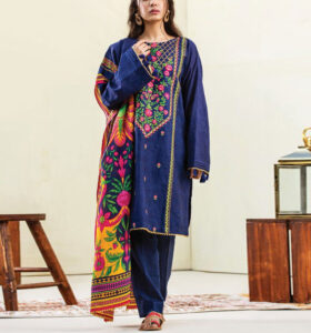 2 PCs Latest Embroidered Lawn Dress With EMb Trouser (Unstitched) (Code:14285)