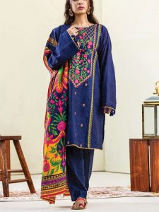 2 PCs Latest Embroidered Lawn Dress With EMb Trouser (Unstitched) (Code:14285)