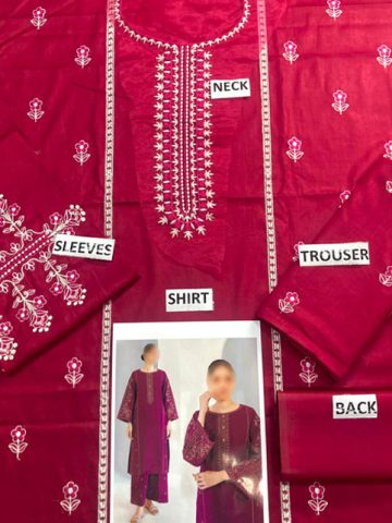EID DEAL Pack Of 2 Luxury Lawn Heavy Embroidered Dress Heavy Embroidered Trouser (Code:14923)