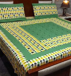 King Size Cotton Embroidered Patch Work Bed Sheet (Code:16003)