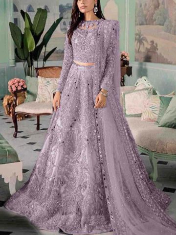 Luxury Handwork Heavy Embroidered Net Bridal Maxi Dress 2024 (Unstitched) (Code:16009)