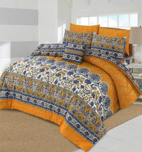 King Size Printed Cotton Salonica Bed Sheet (Code:16150)