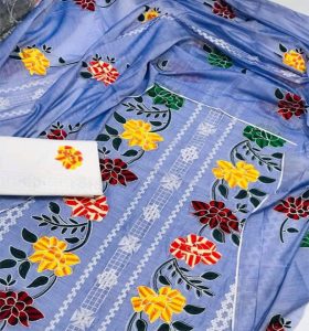 Paper Cotton Heavy Embroidered Dress With Embroidered Dupatta (Unstitched) (Code:15856)