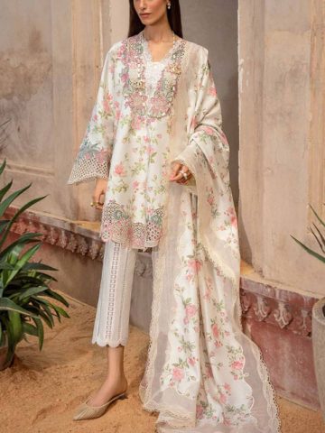 Latest Digital Embroidered Lawn Dress With Chiffon Printed Dupatta (Unstitched) (Code:17477)