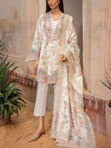 Latest Digital Embroidered Lawn Dress With Chiffon Printed Dupatta (Unstitched) (Code:17477)