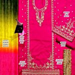 Fancy Embroidered Lawn Dress 2024 with Tie & Dye Diamond Dupatta (Unstitched) (Code:18216)