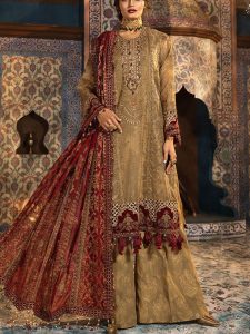 NET Heavy Embroidered Wedding Dress With Heavy Chiffon Embroidered Dupatta 3 Pec Suite (Unstitched) (Code:17944)