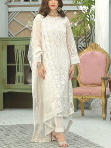 Latest Organza Heavy Embroidered Sequence Dress With Embroidered Dupatta (Unstitched) (Code:17951)