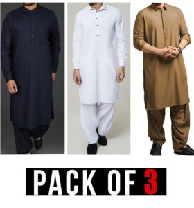 Pack of 3 Deal – Men’s Summer Wash N Wear Shalwar Kameer (Code:19101)