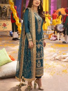 Heavy Embroidered Chiffon Dress With Chiffon Embroidered Dupatta (Unstitched) (Code:19079)