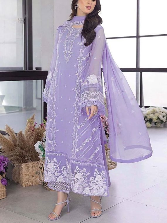 Latest Organza Embroidered Dress With Embroidered Organza Dupatta (Unstitched) (Code:19284)