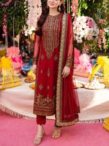 ASIM JOFA Design Chiffon Heavy Embroidered Dress With Chiffon Embroidered Dupatta (Unstitched) (Code:19522)