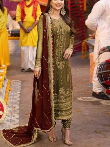 Asim Jofa Design Latest Chiffon Embroidered Dress Chiffon EMb. Dupatta (Unstitched) (Code:19973)