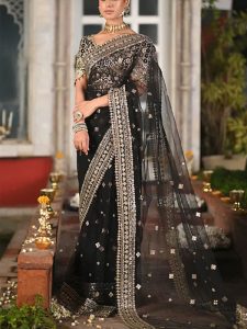 Latest Silk Heavy Embroidered Saree (Unstitched) (Code:20166)