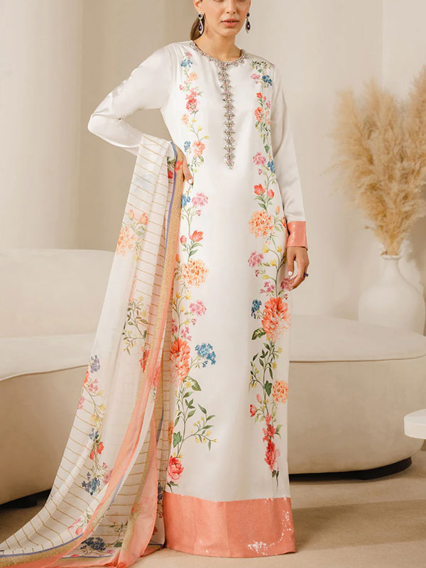 Silk Digital Printed Dress With Silk Printed Dupatta (Unstitched) (Code:20562)