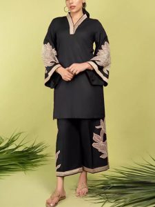 Stitched 2 PCs Linen Embroidered Dress With Linen Embroidered Trouser (Code:20468)