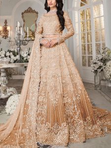 Maria B Luxurious 3D FULL Handwork (5000+Pearls Use) & Heavy Embroidered Net Wedding Maxi Dress (Code:21152)