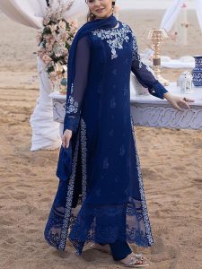 Heavy Embroidered Chiffon Dress With Embroidered Chiffon Dupatta (Unstitched) (Code:21636)