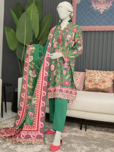 Digital Lawn Printed Dress Lawn Printed Dupatta & Plain Trouser (Unstitched) (Code:22360)