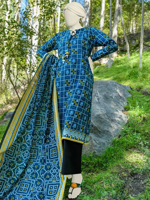 Digital Lawn Printed Dress Lawn Printed Dupatta & Plain Trouser (Unstitched) (Code:22377)