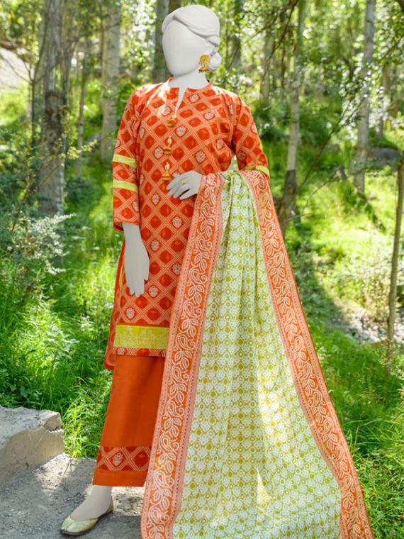 Digital Lawn Printed Dress Lawn Printed Dupatta & Plain Trouser (Unstitched) (Code:22381)