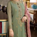 Asim Jofa Design Heavy Embroidered Chiffon Dress With Heavy Embroidered Chiffon Dupatta (Unstitched) (Code:22956)