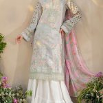 IZNIK Design Heavy Embroidered Lawn Dress With Printed Chiffon Dupatta (Unstitched) (Code:23066) - Image 2